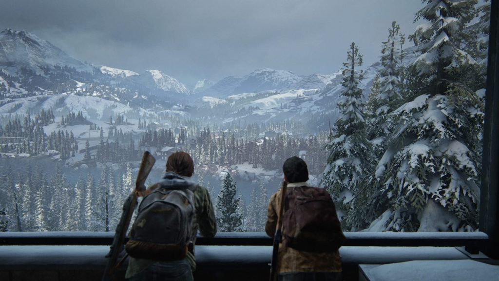 Ellie and Dina looking at the Mountains